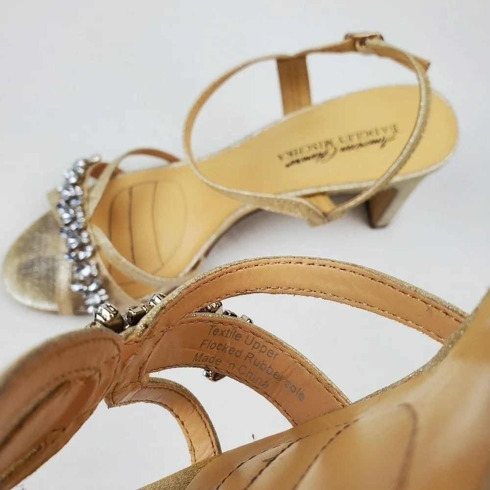 American Glamour Badgley Mischka Embellished Heels Sandals